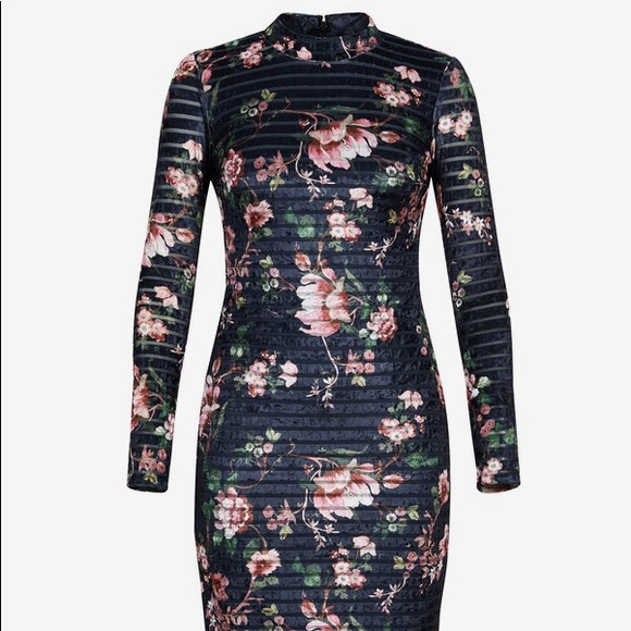 Rachel Roy Grey/Black Velvet Floral Cocktail Dress - Picture 4 of 10